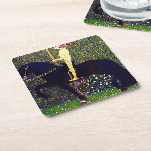 Goldener Ritter, Gustav Klimt Rechteckiger Pappuntersetzer (angewinkelt)