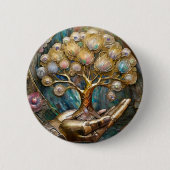 Goldener Roboter-Handholz Gold Tree of Life Button (Vorderseite)