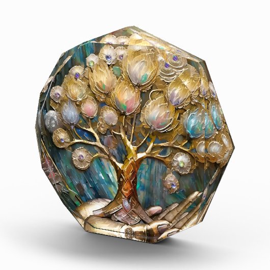 Goldener Roboter-Handholz Gold Tree of Life Fotoblock (Rechts)