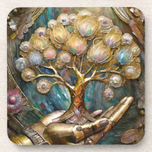 Goldener Roboter-Handholz Gold Tree of Life
