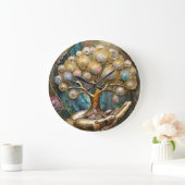 Goldener Roboter-Handholz Gold Tree of Life Große Wanduhr (Zuhause)