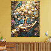 Goldener Roboter-Handholz Gold Tree of Life Leinwanddruck (Insitu (Wohnzimmer))
