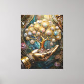 Goldener Roboter-Handholz Gold Tree of Life Leinwanddruck (Vorderseite)