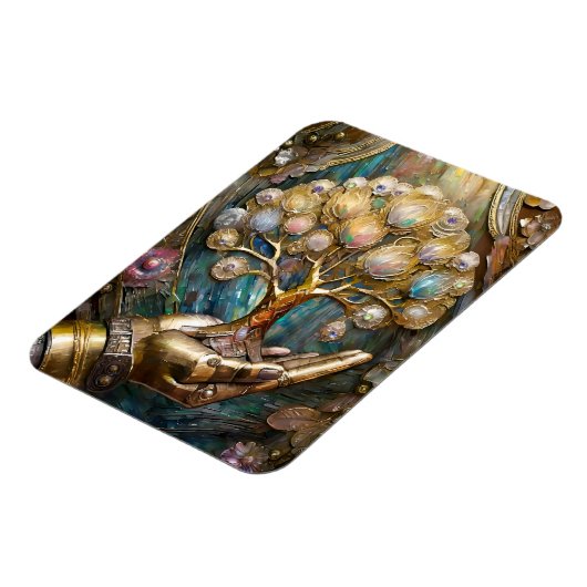 Goldener Roboter-Handholz Gold Tree of Life Magnet (Linke Seite)