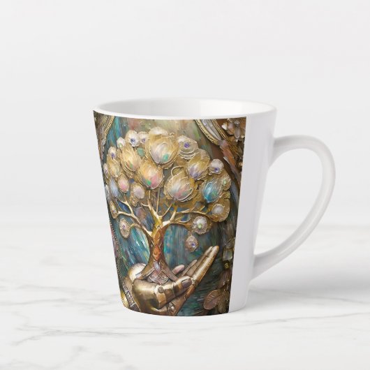 Goldener Roboter-Handholz Gold Tree of Life Milchtasse (Rechts)