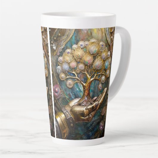 Goldener Roboter-Handholz Gold Tree of Life Milchtasse (Rechte Ecke)