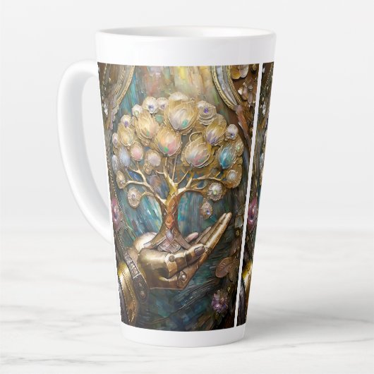 Goldener Roboter-Handholz Gold Tree of Life Milchtasse (Linke Ecke)