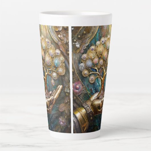Goldener Roboter-Handholz Gold Tree of Life Milchtasse (Vorderseite)