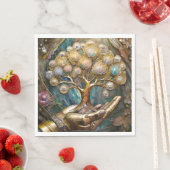 Goldener Roboter-Handholz Gold Tree of Life Serviette (Beispiel)