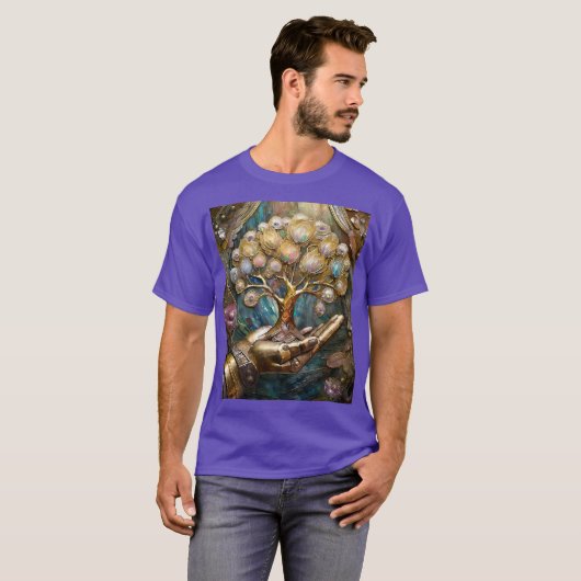 Goldener Roboter-Handholz Gold Tree of Life T-Shirt (Vorne ganz)