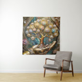 Goldener Roboter-Handholz Gold Tree of Life Wandteppich (Beispiel)