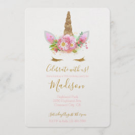 Goldener Rosa Blumenzwiebeln Geburtstag Einladung