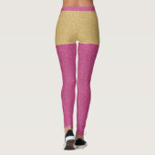 Goldener Rosa Glitzer Gänzlicher Text und Monogram Leggings (Rückseite)