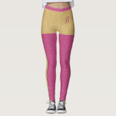 Goldener Rosa Glitzer Gänzlicher Text und Monogram Leggings (Vorderseite)