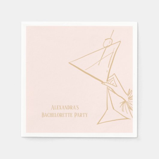 Goldener Rosa Junggeselinnen-Abschied Napkin Serviette (Vorderseite)
