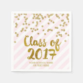 Goldener Rosa-Konfetti-Klasse 2017 Abschluss Serviette (Vorderseite)