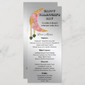 Goldener Rosa Mond Grünes Herz Jewel Valentinstag Menükarte (Vorne/Hinten)