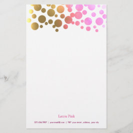 Goldener rosa Retro Confetti Briefpapier