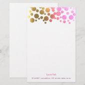 Goldener rosa Retro Confetti Briefpapier (Vorne/Hinten)
