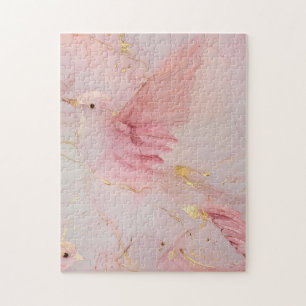 Goldener Rosa Schimmer Vögel Baby Shower Puzzle