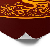 Goldener Roter Baum des Lebens Yin Yang Poster (Ecke)