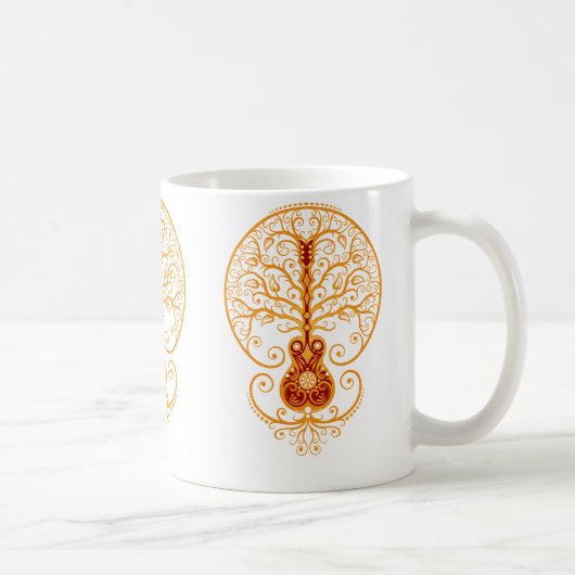 Goldener roter Gitarren-Baum des Lebens Kaffeetasse (Rechts)