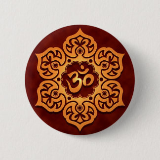 Goldener roter Om-mit Blumenentwurf Button