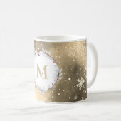 Goldener roter Weihnachtskranz Monogramm Kaffeetasse (VorderseiteRechts)