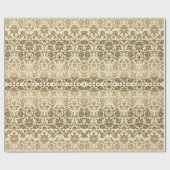 Goldener Sahneblumendamast Geschenkpapier (Flach)