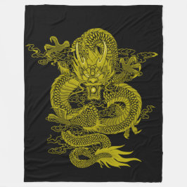 Goldener Samurai-Drache-Geist Fleecedecke
