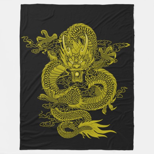 Goldener Samurai-Drache-Geist Fleecedecke (Vorderseite)