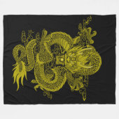 Goldener Samurai-Drache-Geist Fleecedecke (Vorderseite (Horizontal))