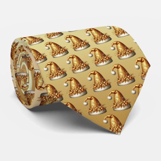 Goldener Santa-Hut-Feiertags-Schlips Krawatte (Gerollt)