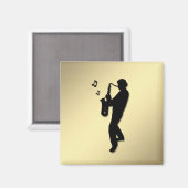 Goldener Saxophon-Spieler Magnet (Vorderseite/Rückseite)