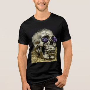 Goldener Schädel mit Amethystischen Augen Tri-Blend Shirt
