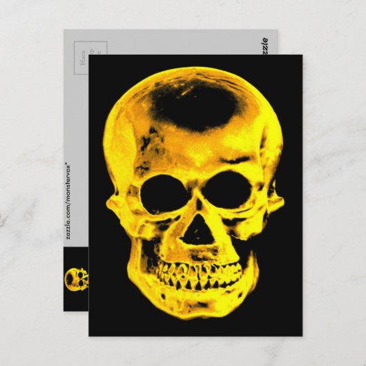 Goldener Schädel Postkarte (Vorne/Hinten)