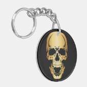 goldener Schädelknopf Akrylkreis Schlüsselanhänger (Vorderseite links)