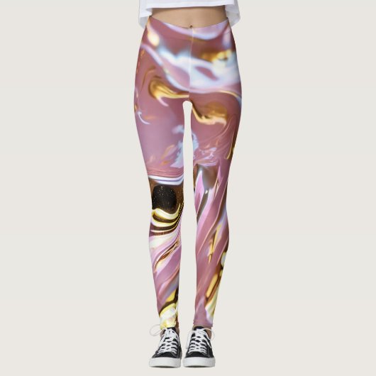 "Goldener Schimmer: Hellrosa Leggings mit weißem G (Vorderseite)