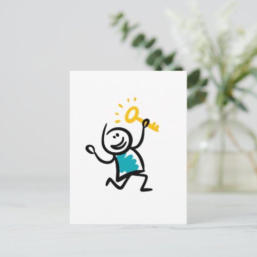 Goldener Schlüssel Feiertagspostkarte (Stehend Vorderseite)