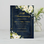 Goldener Schmetterling 50. Hochzeitstag Folieneinladung (Stehend vorne)