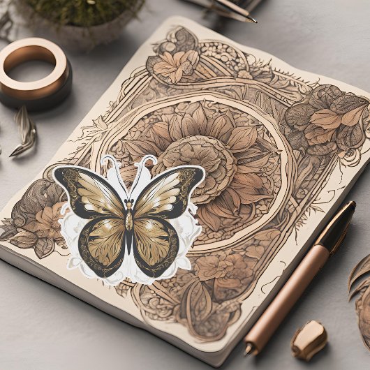 Goldener Schmetterling Aufkleber