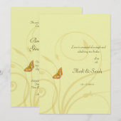 Goldener Schmetterling Blühe Einladung (Vorne/Hinten)