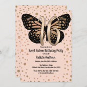 Goldener Schmetterling Glitzer Confetti Sweet 16 Einladung (Vorne/Hinten)