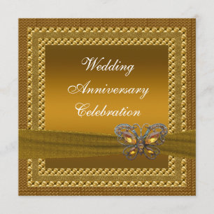 Goldener Schmetterling Jubiläums-Party-Einladung Einladung