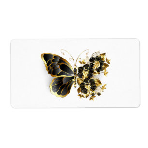 Goldener Schmetterling mit schwarzem Orchid