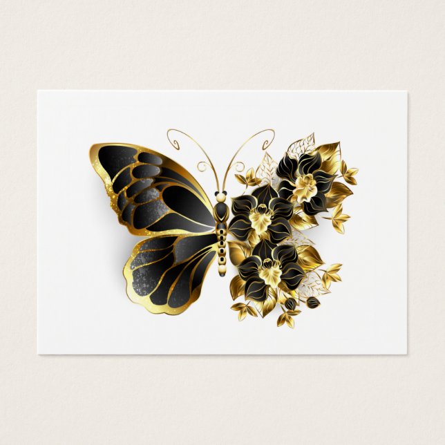 Goldener Schmetterling mit schwarzem Orchid (Vorderseite)