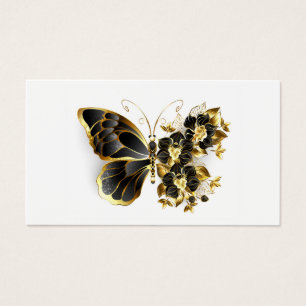 Goldener Schmetterling mit schwarzem Orchid