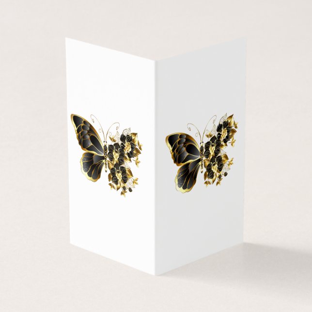 Goldener Schmetterling mit schwarzem Orchid (Vorderseite)