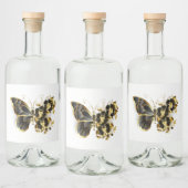 Goldener Schmetterling mit schwarzem Orchid Alkoholflaschenetikett (Flaschen)