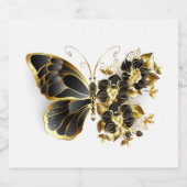 Goldener Schmetterling mit schwarzem Orchid Alkoholflaschenetikett (Einzelnes Label)